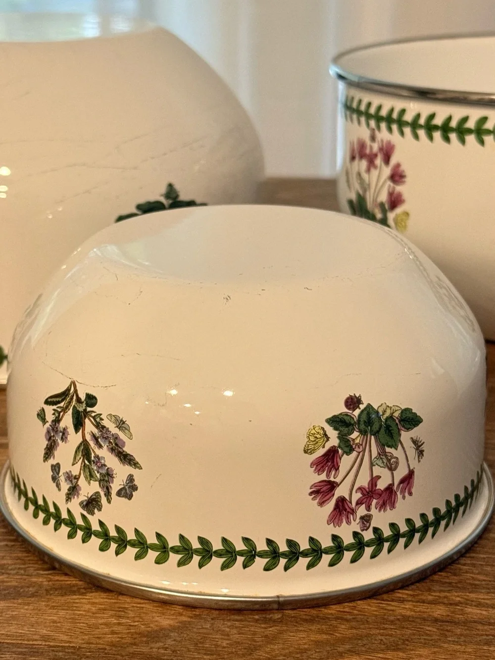 Vintage  Portmeirion Botanic Garden Mixing Bowl Set of 3 Floral 8” 7” 6”